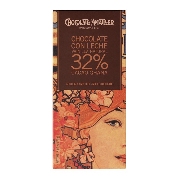 Tableta cin ciocolata Amatller chocolate con leche 32% cacao with natural vanilla, 70 g
