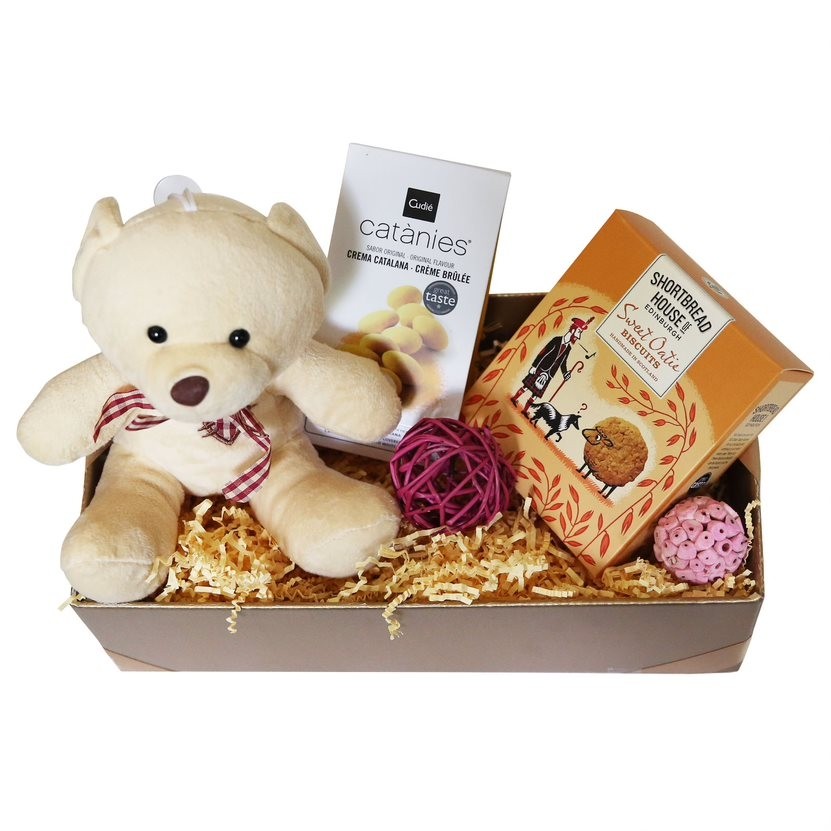 Cadou pentru copii cu ursulet din plus s si dulciuri
